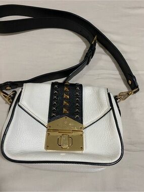 Juicy couture genuine leather White and Black Stud-Trim Crossbody Bag